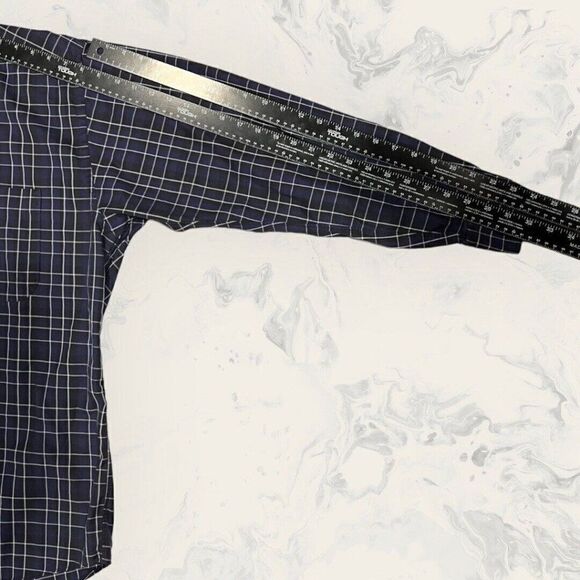 Burberry London Mens Button Up Shirt Size Large Long Sleeve Plaid Blue Office - Picture 3 of 7